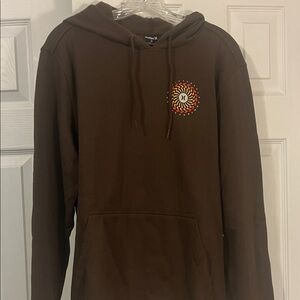 Hurley Brown Pullover Hoodie with Colorful Swirl Chest Graphic